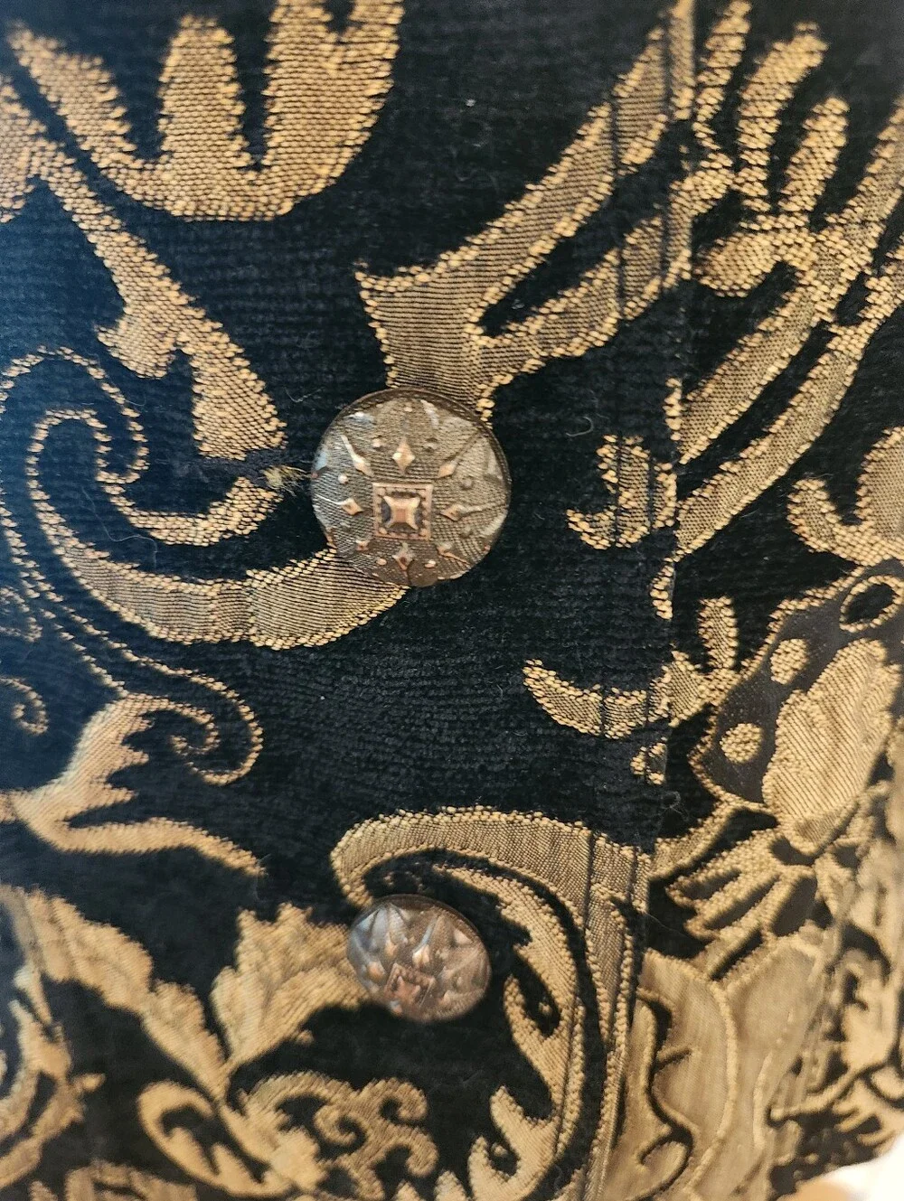 Vintage Y2K Gold & Black Brocade Pattern Lush Classy Glamour Jacket PS - Picture 3 of 8